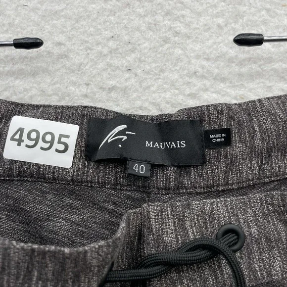 Mauvais Pants Mens 40x30 Heather Gray Drawstring Trousers Resort Woven Tapered - Picture 10 of 10